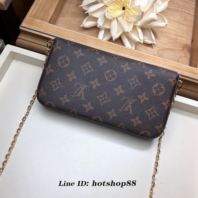 路易威登LV女包 LV鏈條女錢包 M63999 愛心鎖 特別版 Pochette Félicie鏈條錢夾 xxlv1427